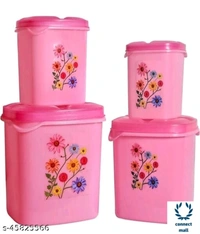Essential Plastic Jars & Containers - L X H X W :11 X 8 X 5.5, Pink, Plastic, Other Airtight, 8 Piece of 1 Pack
